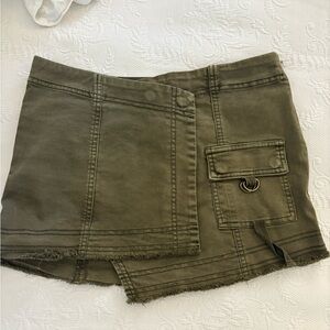Anthropologie Green Mini Skirt with Utility Style